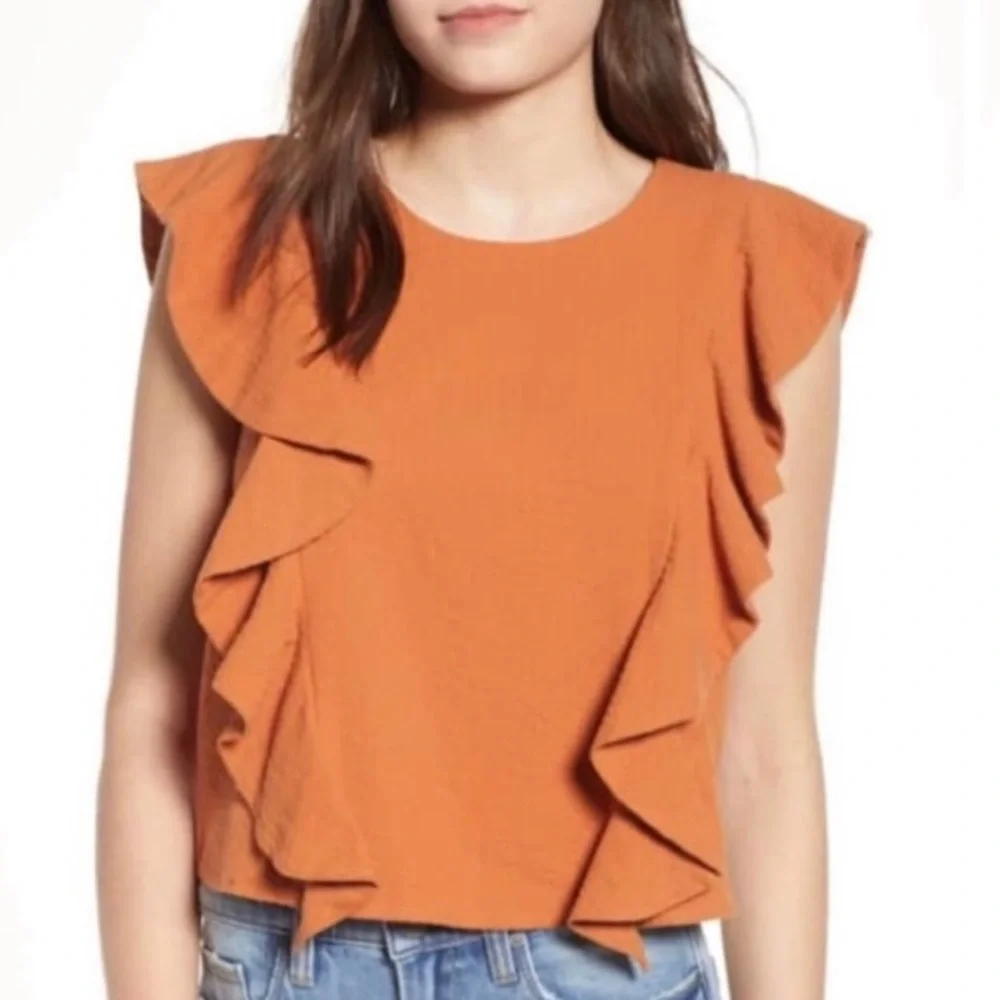 BP. Ruffle Sleeveless Top Size Medium - Picture 2 of 10